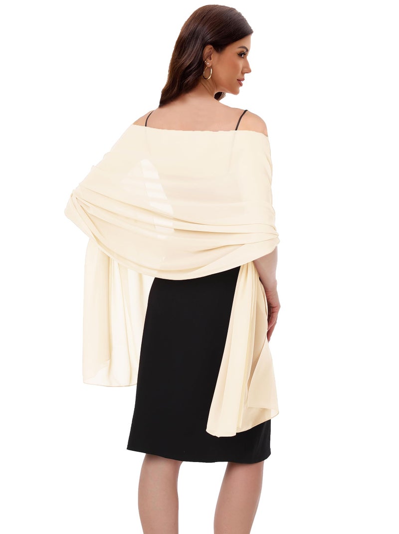 Baoqiya Women's Shawls and Wraps for Evening Dress Chiffon Shawl Soft Elegant Silky Pashmina Wedding Bridal Scarf(Pale champagne, 79"Ã—19") - Image 1